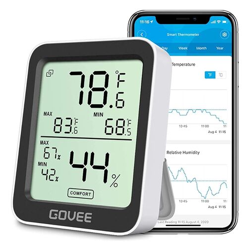 Govee جهاز قياس الرطوبة الرقمي للغرفة H5075، جهاز قياس رطوبة درجة الحرارة بلوتوث مع التحكم عن بعد في التطبيق بطول 164 قدمًا، تنبيهات الإشعارات، تصدير تخزين البيانات لمدة عامين لغرفة النوم، قبو النبيذ in Saudi Arabia