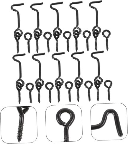 10 أزواج من خطاف الباب ومزلاج العين من Lurrose مع مسامير للأبواب وتصميم قوي ومتين لسهولة التركيب والاستخدام in Kuwait