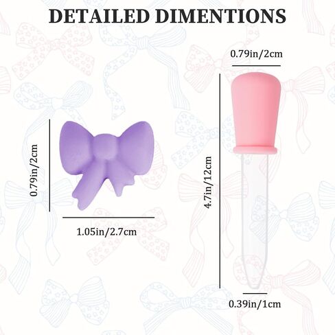 2Pcs Silicone Mini Bow Molds for Chocolate,6 Shapes Butterfly Tie Candy Fondant Molds with 2 Liquid Droppers for Candy Jelly Cookie Sugar Craft Pastry Cupcake Topper Cake,Decorating Edible Bows in Kuwait