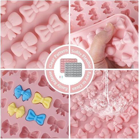 2Pcs Silicone Mini Bow Molds for Chocolate,6 Shapes Butterfly Tie Candy Fondant Molds with 2 Liquid Droppers for Candy Jelly Cookie Sugar Craft Pastry Cupcake Topper Cake,Decorating Edible Bows in Kuwait