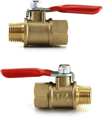 QWORK Ball Valve 10 Pack, 1/4" Heavy Duty Brass Ball Valve Shut Off Switch, 1/4" Male x Female NPT Thread Pipe Fitting Air Compressor Shut Off Valve in Saudi Arabia