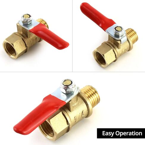QWORK Ball Valve 10 Pack, 1/4" Heavy Duty Brass Ball Valve Shut Off Switch, 1/4" Male x Female NPT Thread Pipe Fitting Air Compressor Shut Off Valve in Saudi Arabia