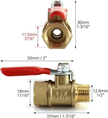 QWORK Ball Valve 10 Pack, 1/4" Heavy Duty Brass Ball Valve Shut Off Switch, 1/4" Male x Female NPT Thread Pipe Fitting Air Compressor Shut Off Valve in Saudi Arabia