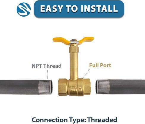 Brass Long Bonnet Ball Valve, Lead-Free, NPT Thread Connection (3/4-Inch) in Kuwait