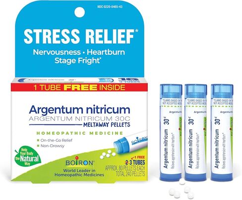 Boiron Argentum Nitricum 30C Homeopathic Medicine for Nervousness, Heartburn, & Stage Freight Relief - 240 Pellets in Kuwait