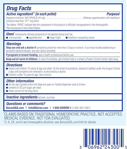 Boiron Argentum Nitricum 30C Homeopathic Medicine for Nervousness, Heartburn, & Stage Freight Relief - 240 Pellets in Kuwait