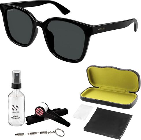 Gucci GG1346SK Polarized Men Rectangular shape Sunglasses + Bundle with eSHADES Luxury Eyewear Kit in Saudi Arabia