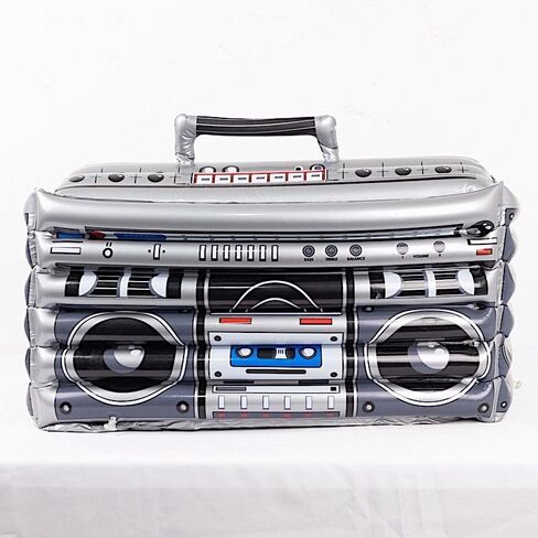 Silver 24x12 in Inflatable 80's Themed Boom Box Party Beverage Cooler Birthday Pool Party Picnic BBQ Retro Drink Holder Home Decorations Supplies in Kuwait