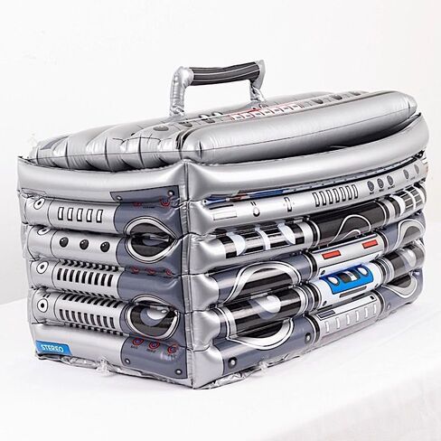 Silver 24x12 in Inflatable 80's Themed Boom Box Party Beverage Cooler Birthday Pool Party Picnic BBQ Retro Drink Holder Home Decorations Supplies in Kuwait