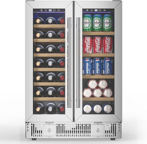 ثلاجة النبيذ والمشروبات من تابو، مبرد النبيذ ثنائي المنطقة مقاس 24 بوصة مع باب زجاجي وقفل، ثلاجة مشروبات مدمجة أو قائمة بذاتها تحتوي على 21 زجاجة و88 علبة in Kuwait