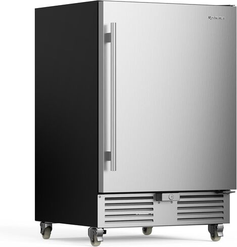 ثلاجة Upstreman خارجية مقاس 24 بوصة، ثلاجة 170 علبة تحت المنضدة مع باب من الفولاذ المقاوم للصدأ، مقاومة للطقس، إضاءة LED، ثلاجة مشروبات للمنزل أو الفناء أو الاستخدام التجاري-BR50 in Kuwait