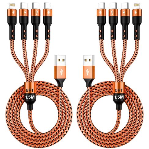 Multi Charging Cable Travel Essentials (2 Pack, 4FT）3 in 1 Charging Cable for Multiple Devices USB A to Lightning/USB C/Micro USB Nylon Braided Compatible for iPhone 17-11 Series/ Galaxy/Android/iPads in Saudi Arabia