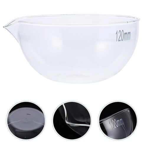 طبق تبخير زجاجي مسطح القاع مقاس 120 مم مع صنبور حاوية تبخير مختبرية أدوات زجاجية علمية مناسبة للتسخين وخلط السوائل في التجارب المعملية in Kuwait