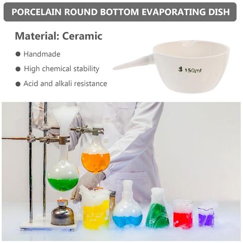 Alipis Porcelain Evaporating Dish with Handle 150ml Laboratory Evaporating Basin Ceramic Container for School and Scientific Use in Saudi Arabia