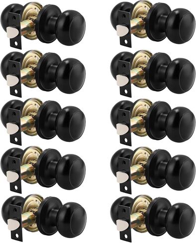 Probrico (10 Pack Round Passage Door Knob(Non-Locking Knobs), Keyless Doorknobs Interior/Exterior Door Lockset,Passage Knobs for Hallway/Closet,Black Finish Modern Design Door Hardware in Kuwait