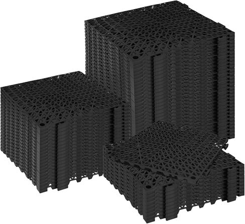 بلاط أرضيات تصريف وسادة متشابكة معيارية من RITOLLO، 9 عبوات مقاس 11.8 × 11.8 بوصة من مادة PVC مرتفعة غير قابلة للانزلاق مع فتحات تصريف للسطح، وحمام السباحة، والمرآب، والدش، والفناء، والحمام، والساونا، والفناء in Kuwait