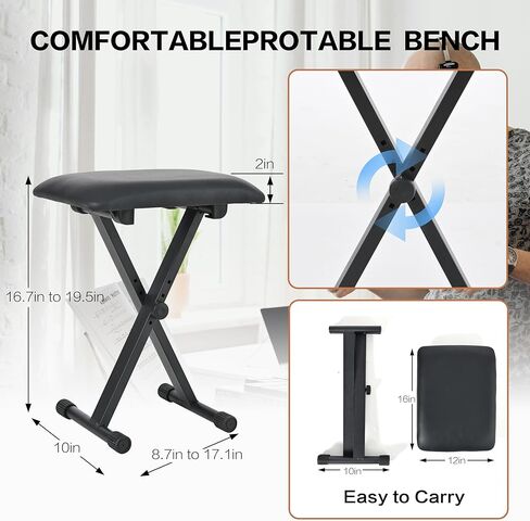 بيانو رقمي 88 مفتاحًا مرجحًا، 88 مفتاحًا لوحة مفاتيح بيانو كاملة الحجم مع مقعد بيانو، وحدة احترافية ذات 3 دواسات، حامل قابل للتعديل، بيانو كهربائي للمبتدئين واللاعبين المتوسطين (أسود) in Kuwait