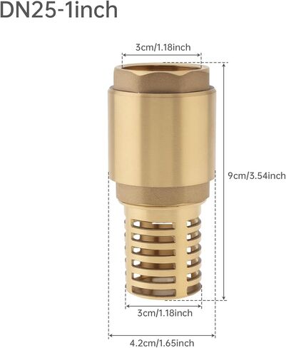 1 Inch Brass Foot Valve with Filter, Non Return Spring Vertical Check Valves Bottom Valve for Water Pump, Prevent Backflow, Irrigation, Industrial DN25 in Kuwait