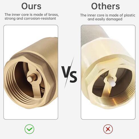 1 Inch Brass Foot Valve with Filter, Non Return Spring Vertical Check Valves Bottom Valve for Water Pump, Prevent Backflow, Irrigation, Industrial DN25 in Kuwait