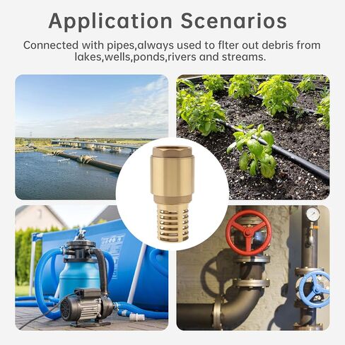 1 Inch Brass Foot Valve with Filter, Non Return Spring Vertical Check Valves Bottom Valve for Water Pump, Prevent Backflow, Irrigation, Industrial DN25 in Kuwait