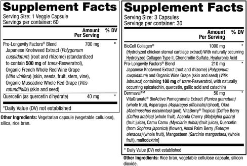 ريسيرفيج ريسفيراترول ومعزز الكولاجين الفائق - كبسولات ريسفيراترول والكولاجين لدعم الخلايا والبشرة - تتميز بديرمافال - 60 كبسولة ريسفيراترول، 90 كبسولة معززة فائقة الكولاجين in Kuwait