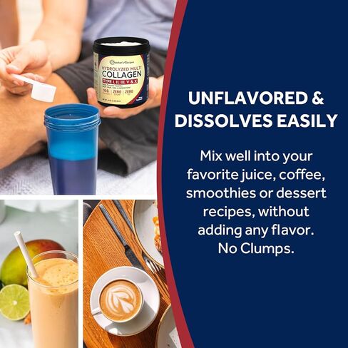 مسحوق ببتيدات الكولاجين المتعدد للنساء والرجال من دكتور وصفات، بروتين متحلل من الأبقار التي تتغذى على العشب من النوع I II III V X، للبشرة والشعر والأظافر، بدون نكهة، سهل الذوبان، باليو وكيتو، 16oz in Kuwait