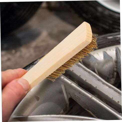 4 قطعة فرشاة ملف مقبض خشبي سلك تنظيف فرشاة الملحقات أداة اليد مادة قوية سطح أملس in Kuwait