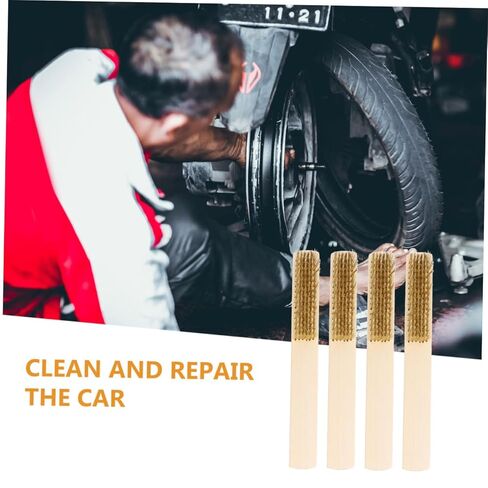 4 قطعة فرشاة ملف مقبض خشبي سلك تنظيف فرشاة الملحقات أداة اليد مادة قوية سطح أملس in Kuwait