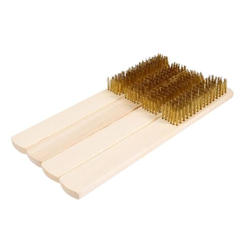 4 قطعة فرشاة ملف مقبض خشبي سلك تنظيف فرشاة الملحقات أداة اليد مادة قوية سطح أملس in Kuwait