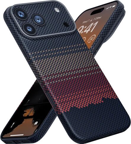 Memumi Real Aramid Fiber for iPhone 17 Pro Max Case ، [الشعور بدون حالة] متين ألياف aramid متينة مع حالة ضئيلة 0.5 مم لـ iPhone 17 Pro Max Thin and Minimalist في تصميم ألياف الكربون ، Black Black in Kuwait