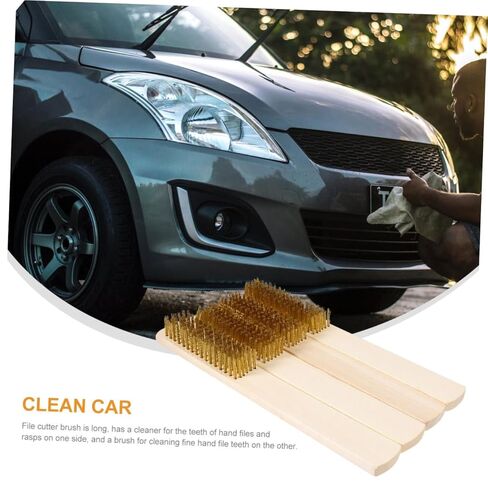 4pcs Copper Wire Brush Rust Cleaning Wire Brush for Drill Wooden Handle for File and Rasp Cleaning in Saudi Arabia