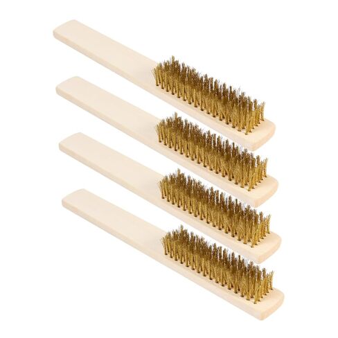 4pcs Copper Wire Brush Rust Cleaning Wire Brush for Drill Wooden Handle for File and Rasp Cleaning in Saudi Arabia