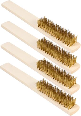 Holibanna 4pcs Pure Copper Wire Brush Rust Removal Cleaning Hand Tool Brush Wooden Handle for File Cleaning in Saudi Arabia