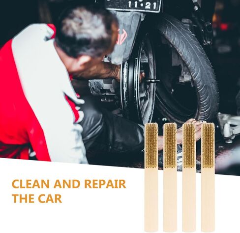 Holibanna 4pcs Pure Copper Wire Brush Rust Removal Cleaning Hand Tool Brush Wooden Handle for File Cleaning in Saudi Arabia