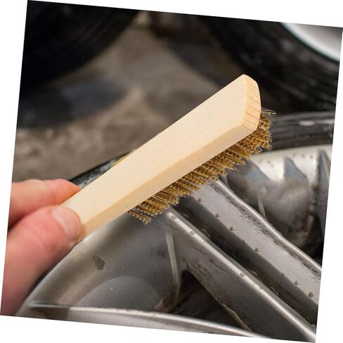 Holibanna 4pcs Pure Copper Wire Brush Rust Removal Cleaning Hand Tool Brush Wooden Handle for File Cleaning in Saudi Arabia