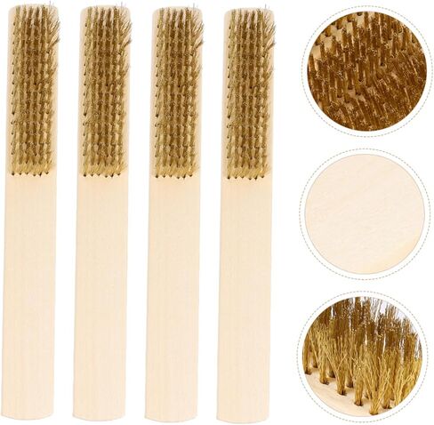 Holibanna 4pcs Pure Copper Wire Brush Rust Removal Cleaning Hand Tool Brush Wooden Handle for File Cleaning in Saudi Arabia