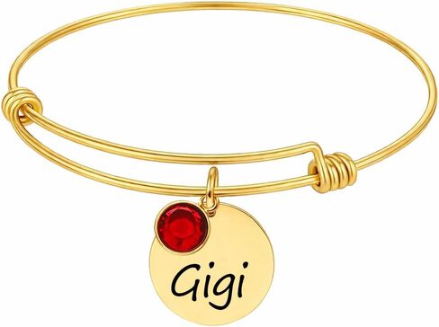 سوار جيجي مخصص مع أحجار ميلاد الأحفاد - مجوهرات الجدة المخصصة مع أحجار شهر الميلاد - هدية عيد الميلاد أو عيد الميلاد من الأحفاد - سوار تذكار ذو معنى in Kuwait