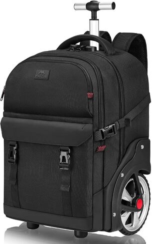 MATEIN Rolling Backpack for Adults with Wheels, 17 Inch Large Wheeled Backpack with USB Charging Port & Combination Lock, Water Resistant Anti Theft Travel Laptop Backpack for Men Work Business, Black in Kuwait