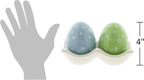 The Bridge Collection 4" Polka Dotted Egg Salt and Pepper Shaker Set - 3 Piece Set - Easter Kitchen Items - Fun Salt and Pepper Shakers for Home Decor in Saudi Arabia