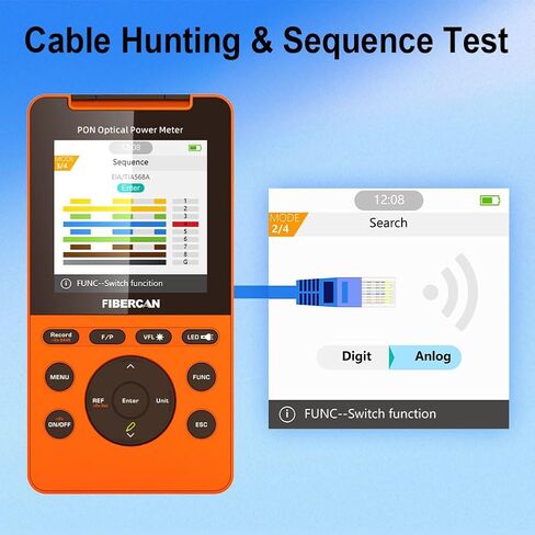 جهاز قياس الطاقة الضوئية PON، 1310/1490/1550 نانومتر، جهاز كشف شبكة PON فائق النحافة، جهاز اختبار الألياف عبر الإنترنت ONU OLT SC/APC مع جهاز تحكم عن بعد RJ45 in Kuwait