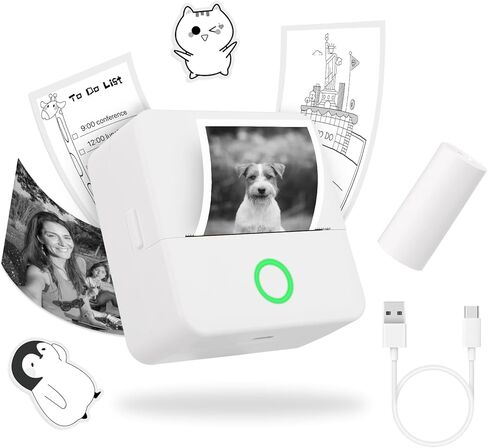 mafiti Thermal Pocket Printer Portable Inkless Bluetooth Mini Sticker Wireless Lable Printer Pictures Print for Scrapbook Journal Sticky Label with 6 Rolls Thermal Paper in Kuwait