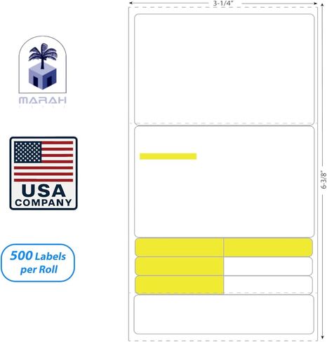 Marah C1123 Prescription Labels Direct Thermal Prescription Labels 3.25" W x 6.375" L RX Labels Pharmacy Grade with Scratch and UV Resistance Pharmacy Grade 500 Label Per Roll (4Rolls, 2000 in Total) in Saudi Arabia