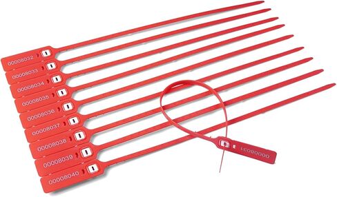 100 Plastic Tamper Seals Numbered Safety Disposable Locks Plastic Tags for Labeling Logistics Transport Package Shipping Red in Saudi Arabia