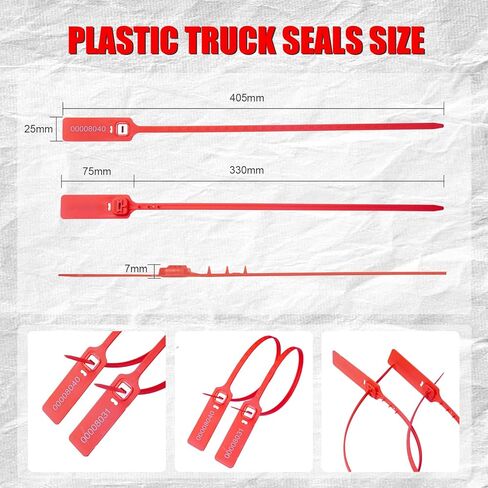 100 Plastic Tamper Seals Numbered Safety Disposable Locks Plastic Tags for Labeling Logistics Transport Package Shipping Red in Saudi Arabia