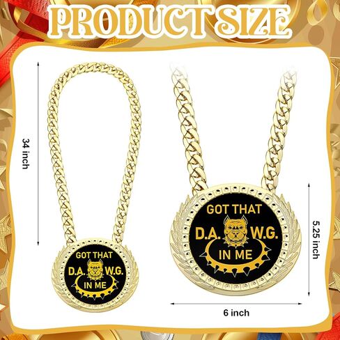 1PCS Got That Dawg in Me Turnover Chain Medal Goat Trophy Necklace Champion Chain for Football MVP 6 Inch Big Gold Awards Fantasy Basketball Soccer Sports Competitions Athlete Prize Gifts in Kuwait