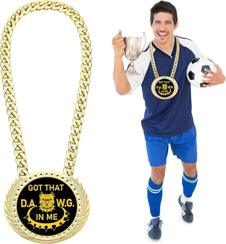 1PCS Got That Dawg in Me Turnover Chain Medal Goat Trophy Necklace Champion Chain for Football MVP 6 Inch Big Gold Awards Fantasy Basketball Soccer Sports Competitions Athlete Prize Gifts in Kuwait