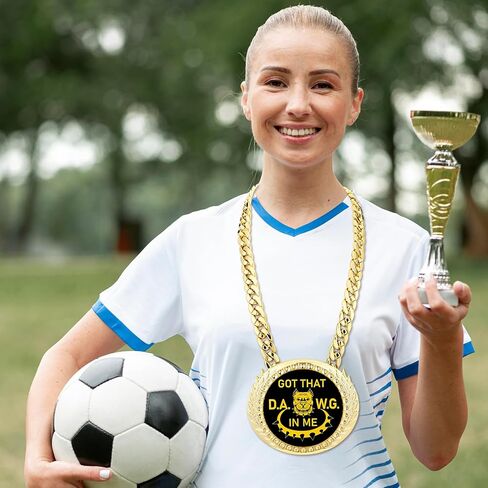 1PCS Got That Dawg in Me Turnover Chain Medal Goat Trophy Necklace Champion Chain for Football MVP 6 Inch Big Gold Awards Fantasy Basketball Soccer Sports Competitions Athlete Prize Gifts in Kuwait