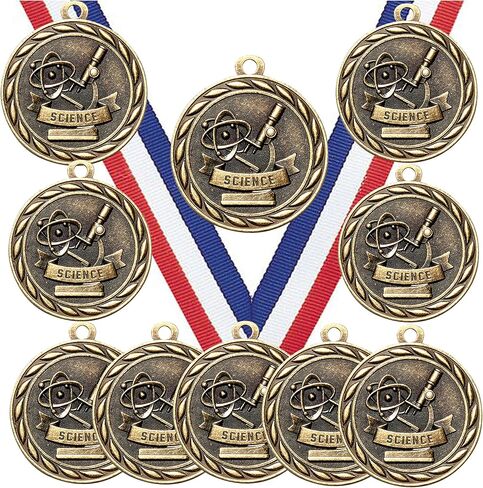 حزمة ميداليات Express مكونة من 10 (أو أكثر) ميداليات جائزة العلوم الذهبية مقاس 2 بوصة مع أو بدون نقش أسماء نصية مخصصة محفورة in Kuwait