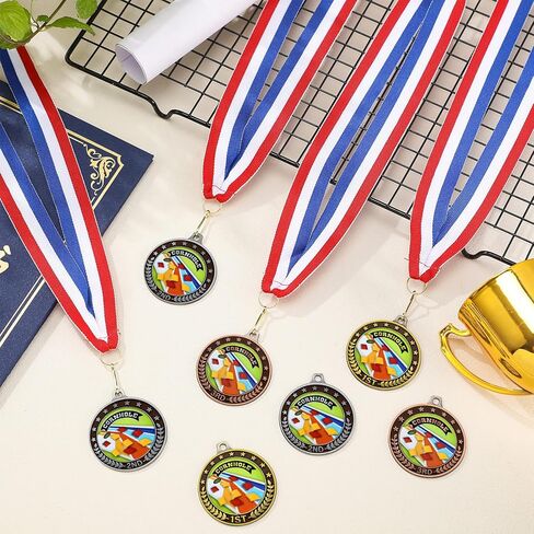 Huquary 3 Pcs Cornhole Award Medals Bulk with Neck Ribbon 2 Inch Sport Medal Trophy Gold Sliver Bronze Medal Award for Team Tournaments Prize Participation Competitions School Match Party Favors in Saudi Arabia