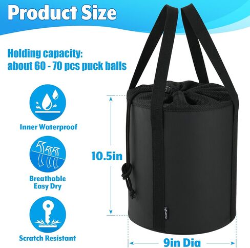 Ice Hockey Puck Bag Carry Bag, Portable Equipment Accessories Carrier Organizer for Hockey Training Practice & Storage in Ice Rink, Waterproof Inner with Easy Access Holds 60-70 pcs Pucks in Kuwait